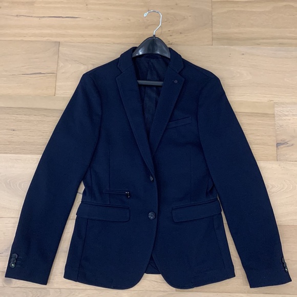 ZARA MENS CASUAL NAVY BLAZER - SIZE 36R - Picture 2 of 8